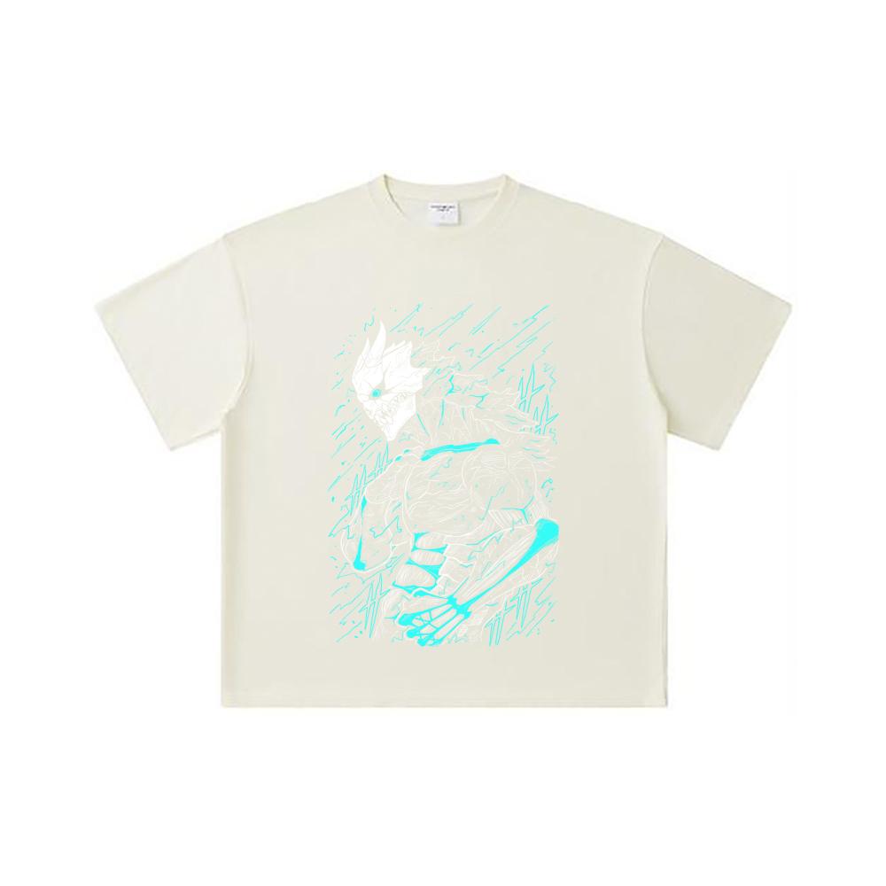 260 GSM Double Yarn 32 Count 100% Cotton Kaiju No 8 V8 Kafka Print Unisex Heavy Cotton T Shirt