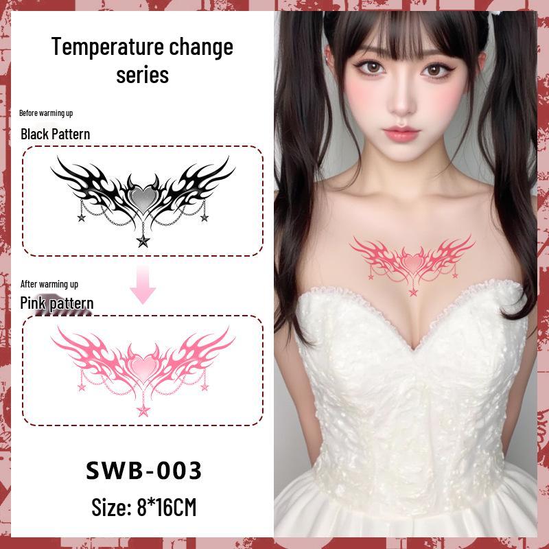 Temperature-Sensitive Succubus Finger Color-Changing Waterproof Tattoo Sticker - Cute Cartoon Design