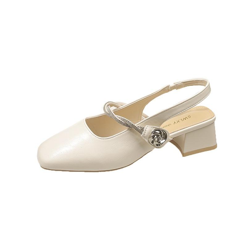 Nye damesandaler Retro og allsidige sko Kraftige hæler