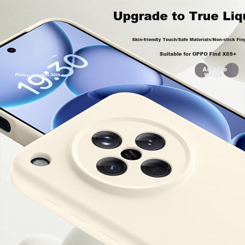 Oppo Find X8s+ Phone Case, Premium Liquid Silicone Soft, Full Lens Protection, Shockproof, Anti-Fingerprint, Simple Antique White