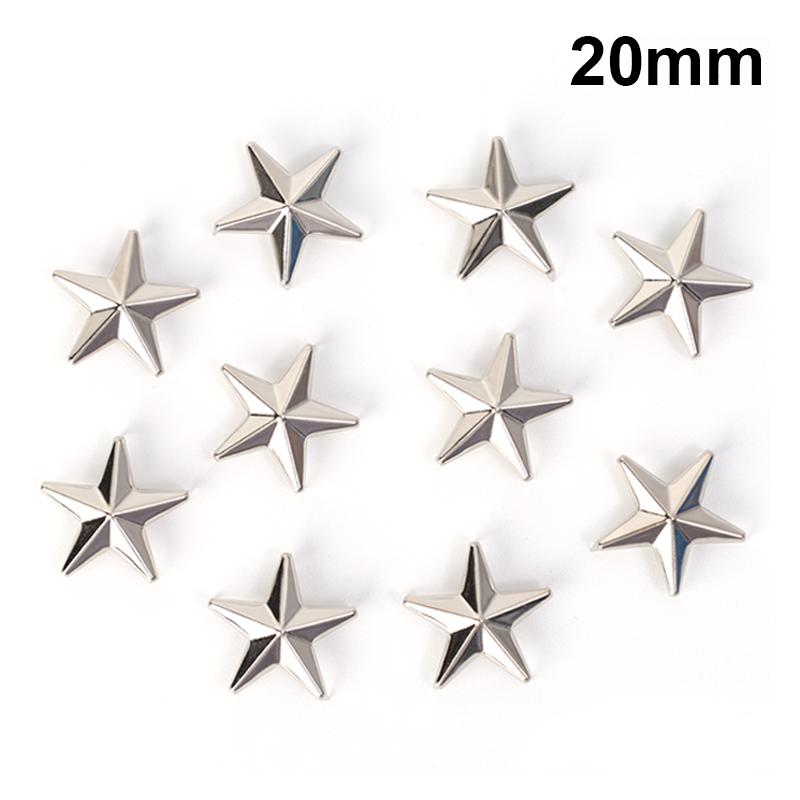 

10-100 шт. металлические заклепки в форме звезд, кожаные поделки, самодельные гвоздики, шипы, пятна, шляпки гвоздей, рок-панк, одежда, швейные украшения 20/15/10/7 мм 10PCS