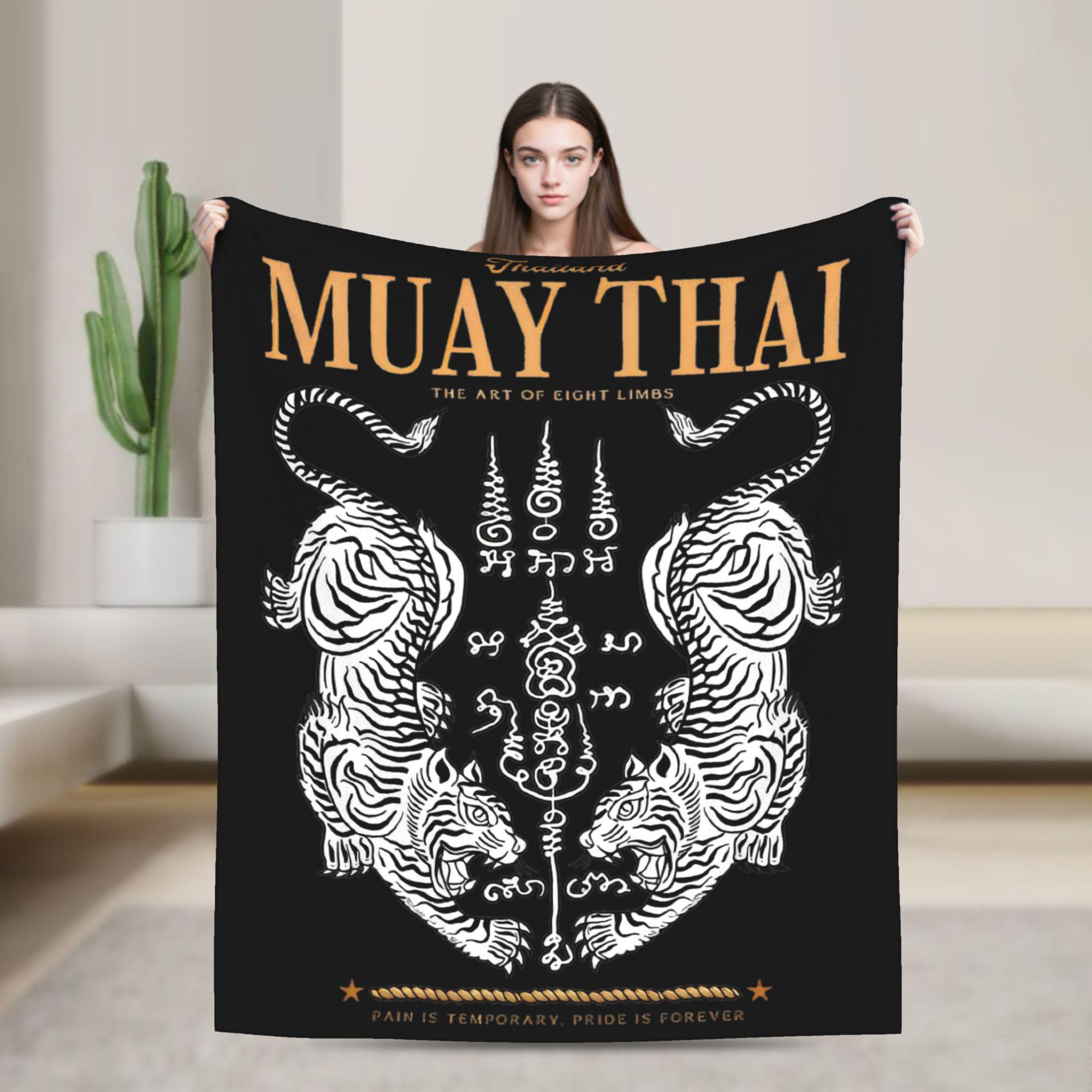 Muay Thai Kick Thailand Art Blanket Sport Logo Badge Plush Awesome Warm Throw Blanket for Home Restaurant Textile Decor Outdoor 75x90cm
