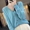 Women's Wool Knit Collar Cardigan: Slim-Fit, Long Sleeve, Loose Outerwear for Autumn and Winter.