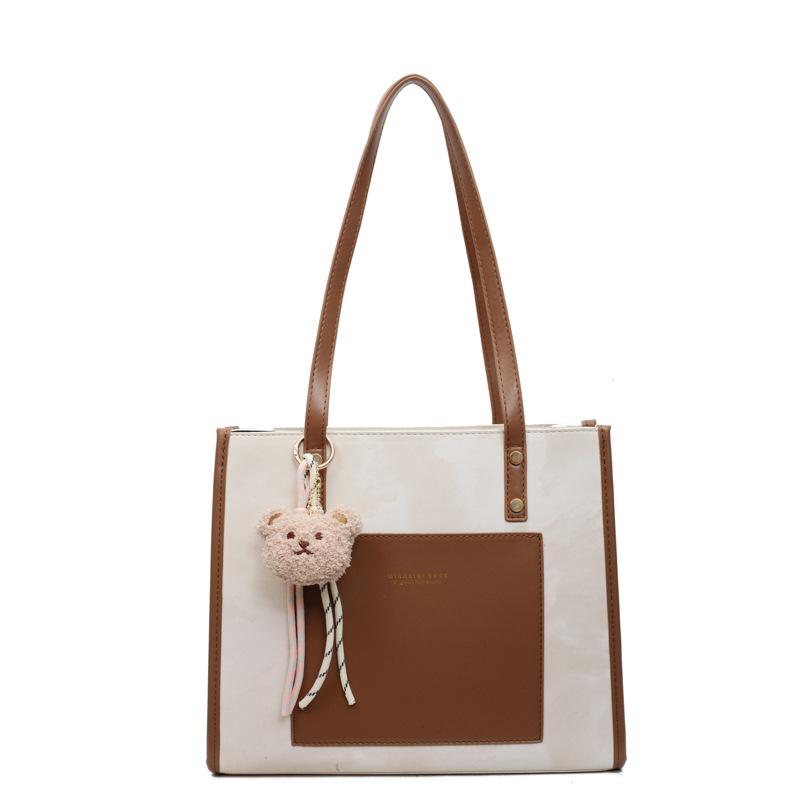 Fashion Large-capacity Tote Bag Women's New Commuter Color Contrasting Splicing Shoulder Bag