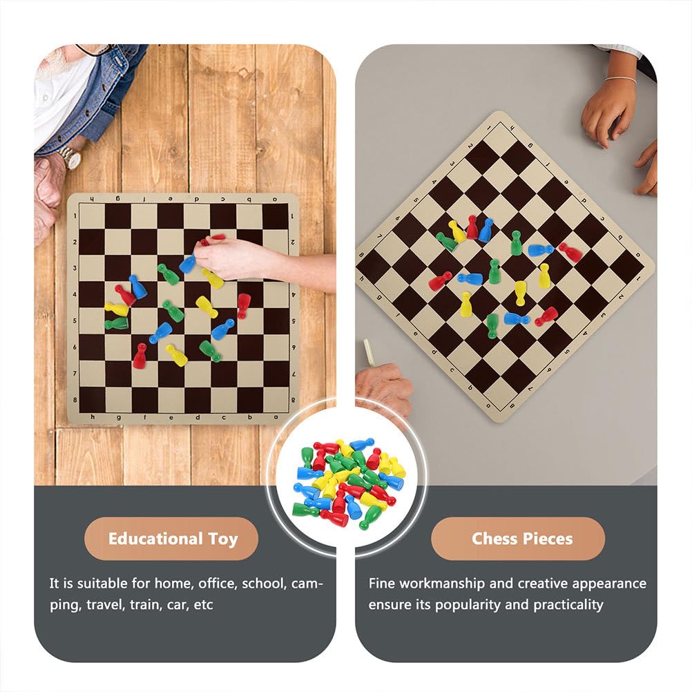 ifundom 60 Multicolored Wooden Chess Pieces for Board Flying Chess Checkers Accessories Games, Human-Shaped Pawns, &