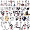 Disney DlY Sparkling Mickey Mouse Dangle Donald Duck Charm Bead Fit Original Europeans Silver Bracelet Necklace Jewelry Gift