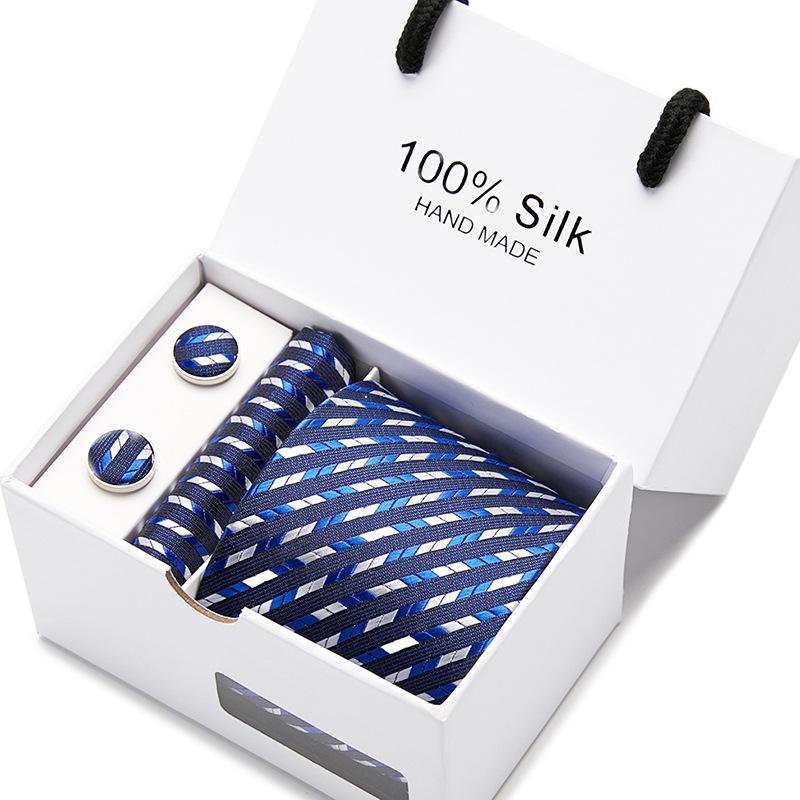 Men'S Tie Gift Box 5-Piece Set Tie Pocket Towel Scarf Cuff