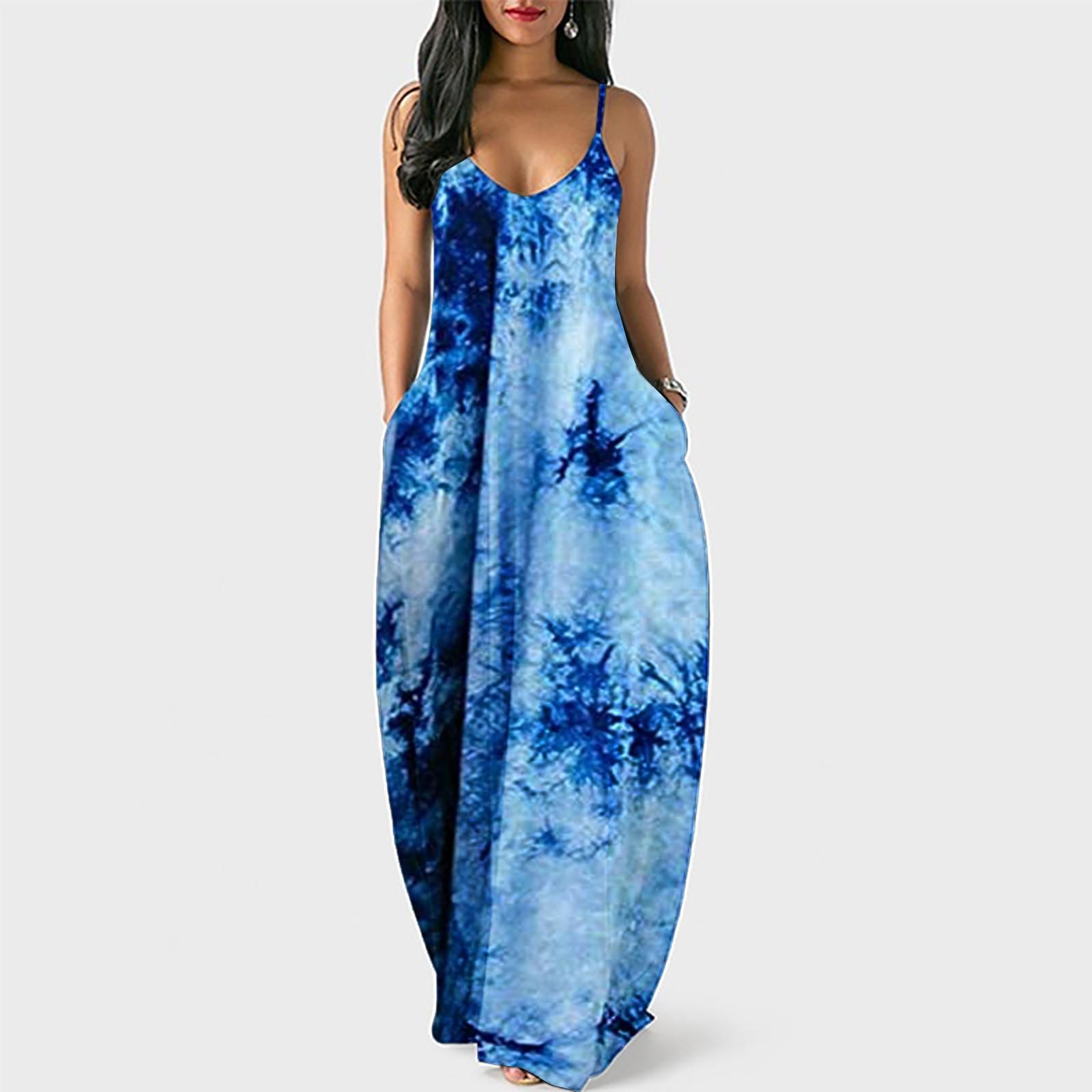 

Платья для женщин Повседневное, женское длинное платье макси сексуальное без рукавов плюс размер XXL небесно-голубой