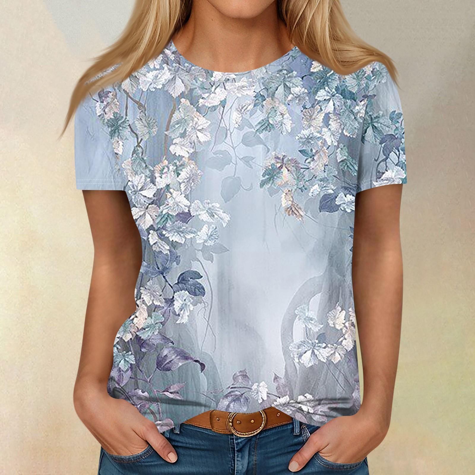 

Женский свободный модный топ с коротким рукавом и круглым вырезом в стиле пэчворк с цветным принтом XXL