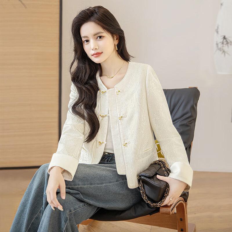 Sibaishe Women's New Chinese Style Loose Long-Sleeve Short Jacket