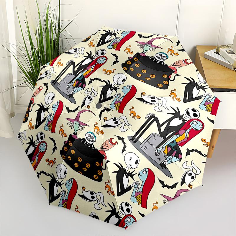 

Nightmare Before Christmas Themed Automatic Opening and Closing Umbrella, Brightly Colored 8-rib Portable Umbrella, Suitable for Men and Wom