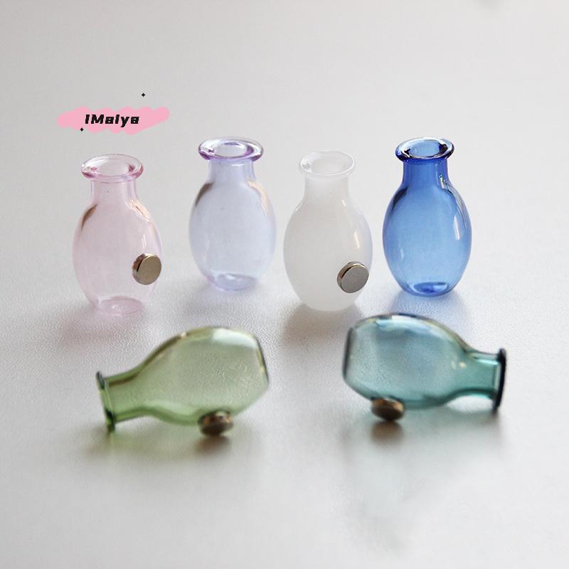 M-Mini Glass Vase Fridge Magnet Creative 3D Vase Micro Landscape Ornament Fridge Magnets Place Flower Arrangements Decoration