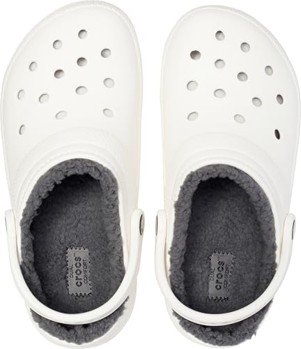 CROCS Classic Lined Clog Sandals, White/Gray, 26cm