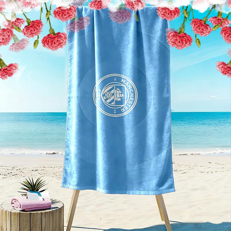 Manchester City Football Club Print Beach Towel, Large Soft Quick Dry Towel for Beach Camping Swimming