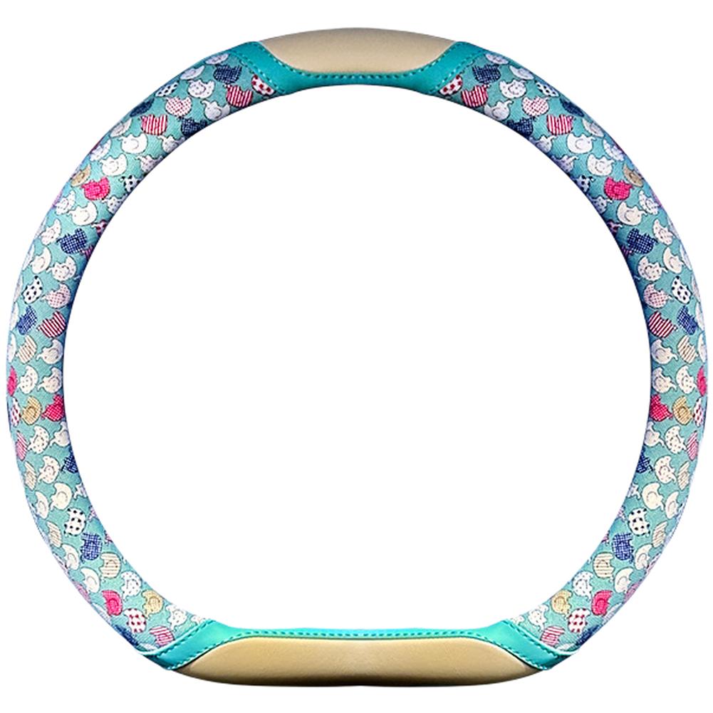 

Steering Wheel Cover with Non Slip Rubber Lining and Elephant Print Breathable Linen Fabric for 38cm Standard Wheels