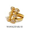 MamacitaSlay 316L Roestvrij Staal Zirconium Meerlaagse Open Ring Feest Waterdichte Sieraden Dames Charm Ring 2026 Hoge Kwaliteit Cadeau