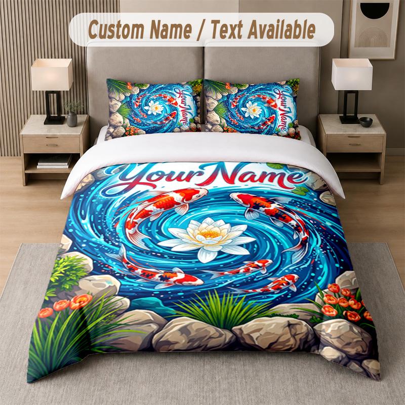 Ocean Mermaid Theme Custom Text Or Name 3Pcs Bedding Set 1 Flat Sheet & 2 Pillowcases Personalized Home Bedding