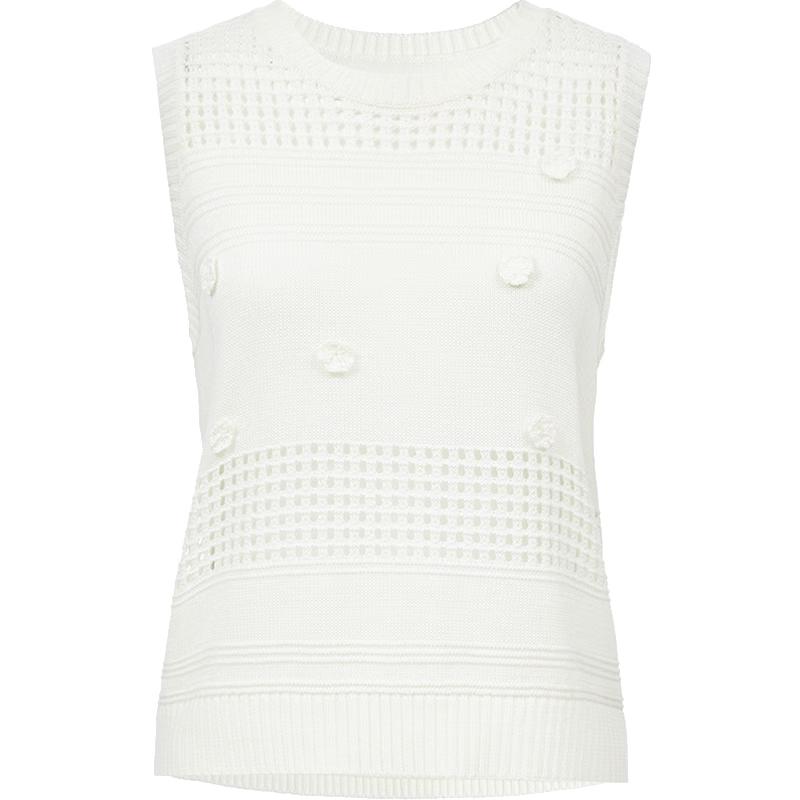 VEROMODA Women s Lyocell Linen Blend Hollow Knit Top S