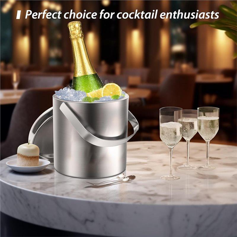 ABBP-Bartending Tool, 304 Stainless Steel Ice Bucket- Double-Walled, Thickened Insulation, Handle And Lid Included Container
