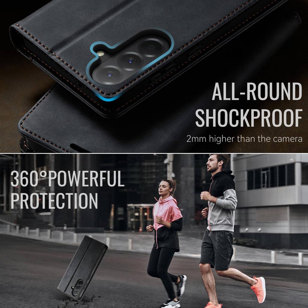 For Samsung Galaxy A17 Wallet Case Retro PU Leather RFID Blocking Card Holder Magnetic Flip Cover Kickstand Shockproof Case