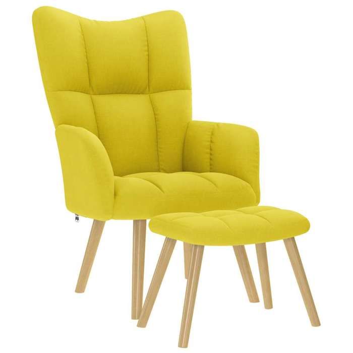 VidaXL Chaise de relaxation avec repose-pied jaune clair tissu, chaise, fauteuil relax, fauteuil relax en tissu, chaise de 4016787
