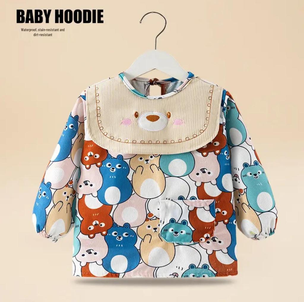 Baby Girl's Reversible Princess Coverall Dress Bib: Waterproof, Stain-Proof for Autumn/Winter