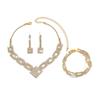 Jewelry Set High-end Full Diamond Three-piece Necklace Earrings Bracelet Dinner Dress Jewelry Accessories.