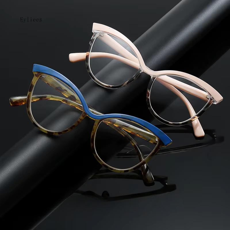 Fashion Large Frame Cat Eye High Definition Reading Glasses Men Women Transparent TR90 Frame Butterfly Leopard Frame Presbyopic Eyeglasses