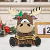 Christmas Elk Decoration Wooden Cartoon Elk Ornament Rustic Xmas Centerpiece for Home Table Tiered Tray Mantel Festive Decor
