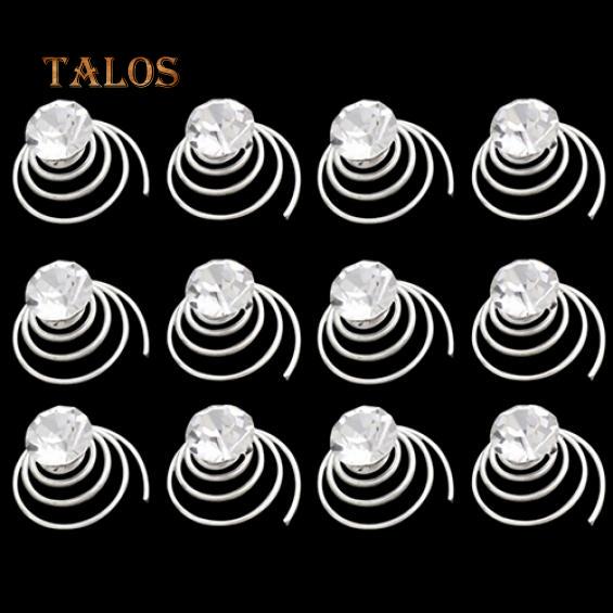 12x Wedding Bridal Hair Pins Crystal Stone Twists Coil Flower Swirl Spiral Hairpins Hairs Trinket