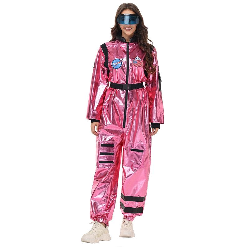 Women's Astronaut Halloween Cosplay Costume - Space Suit for Club or Stage Performance, Bright Colors with Hot Stamping.