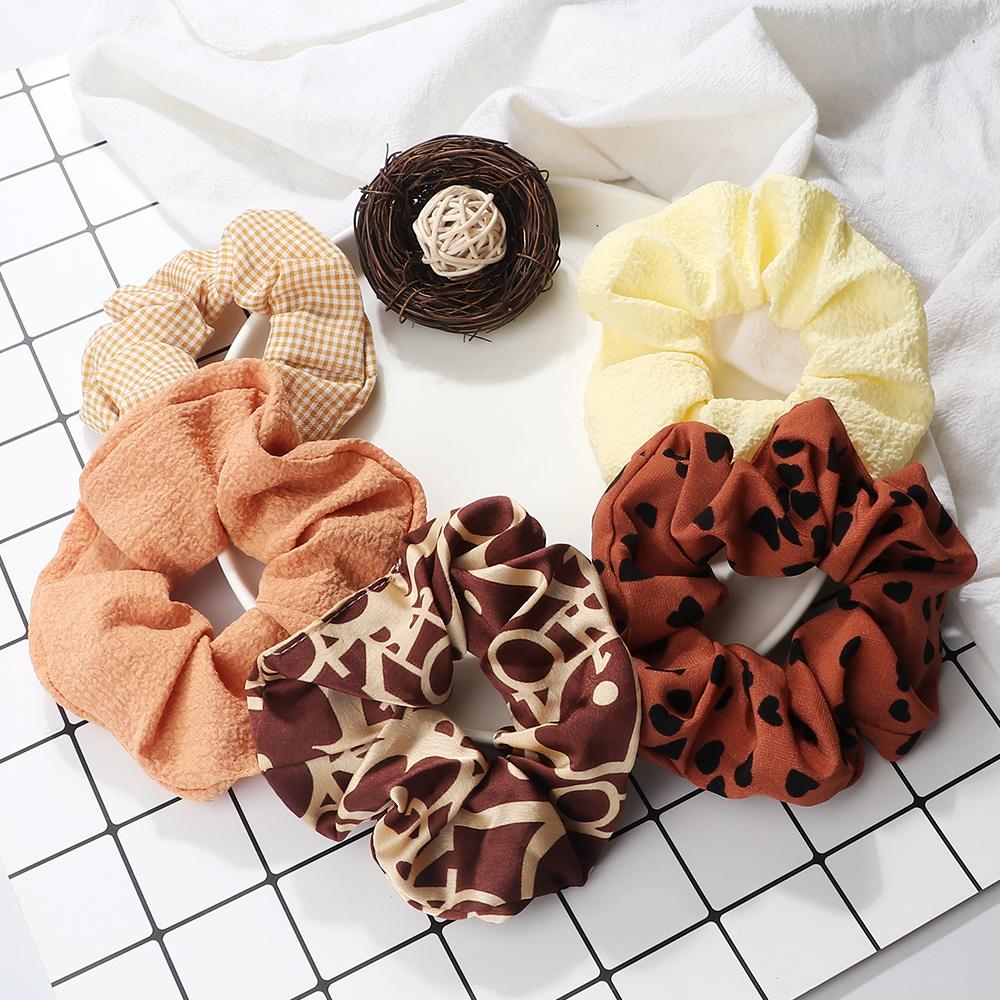 5PCS Mixed Colors Fashion Hair Bands Korean Elastic Satin Silk Dots Hair Tie for Women Girls Ponytail Holder Scrunchie