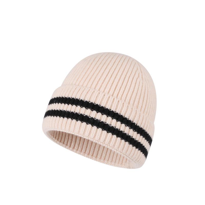 Vlněná pletená čepice v korejském stylu: Hřejivá, trendy, unisex podzimní/zimní čepice