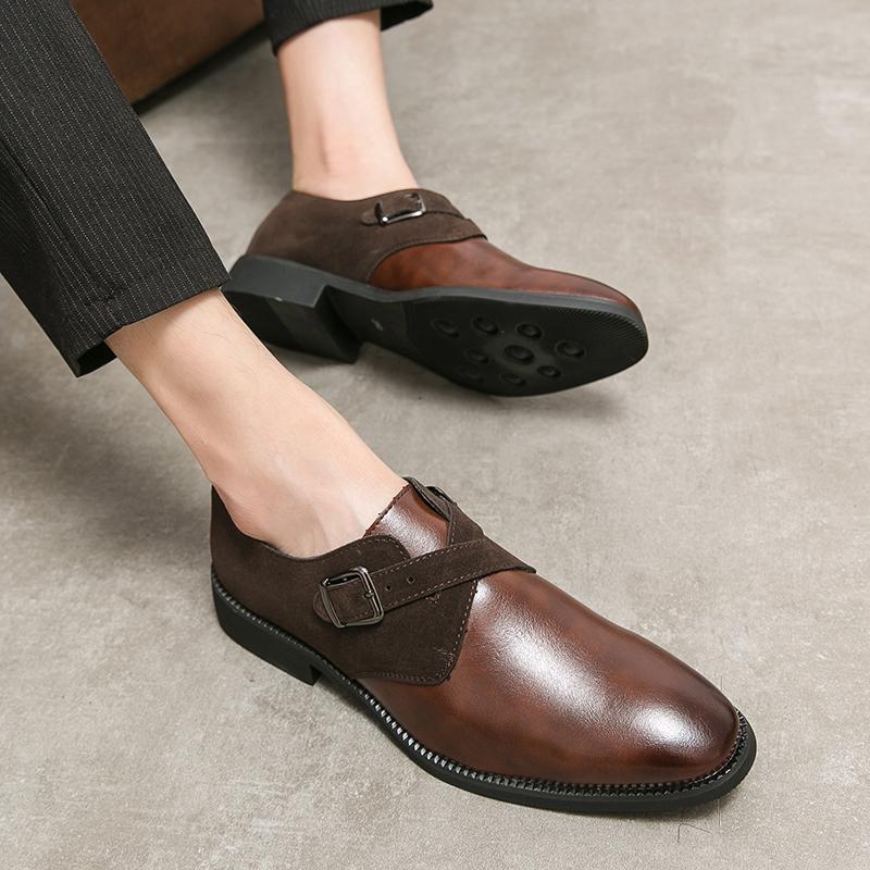 Fashion Original Design Fashion Men's Casual Business Leather Shoes Slip-On Monk Shoes Italy Style Point-Toe Dress Shoes For Men Party