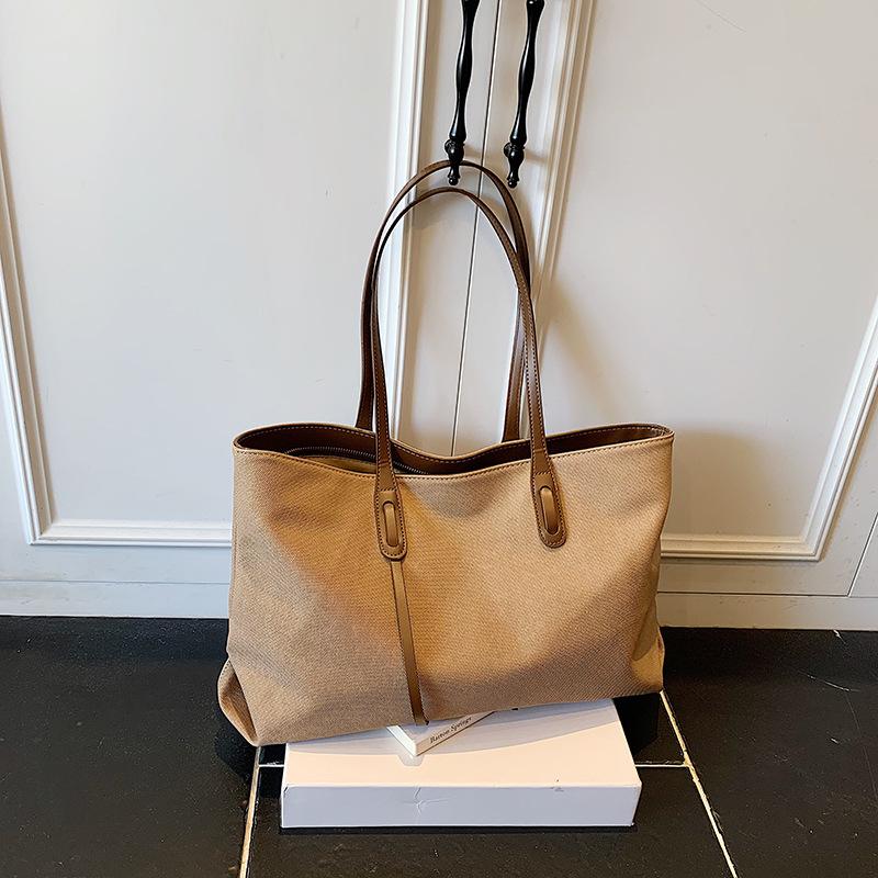 Trend Large-capacity Pu Bag Women's 2025 New Versatile Fashion Shoulder Tote Bag College Student Commuter Bag