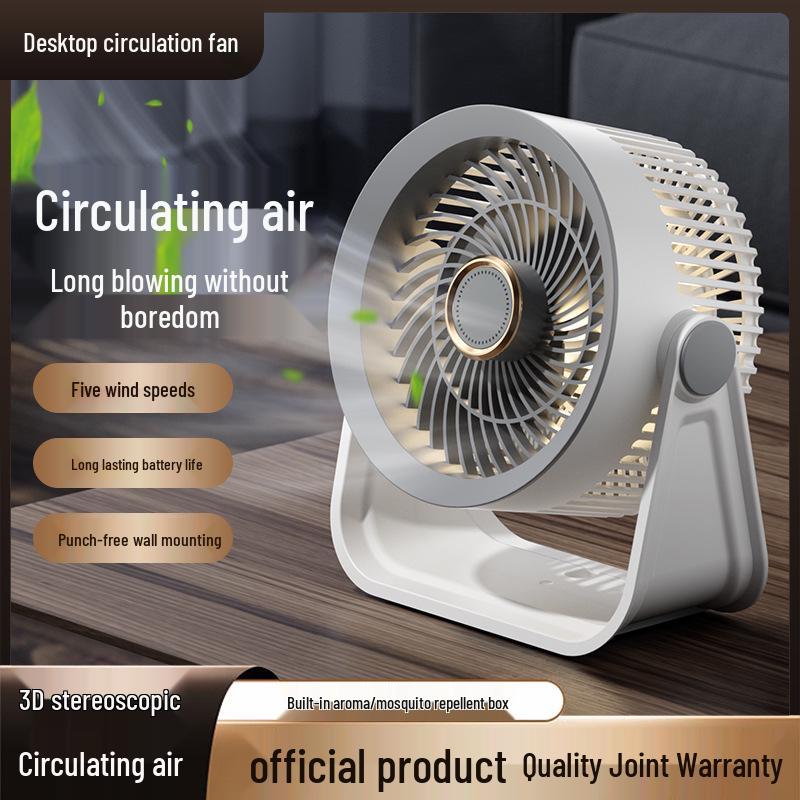 USB-Powered Silent Desktop Circulating Fan for Office & Dorm