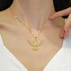 Fashionable Phoenix Stainless Steel Necklace with Synthetic Zirconia & Copper Inlay – Personality Pendant, Versatile Gold Plated Jewelry for Women