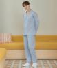 [May Flower] Soft Light Blue Long Sleeve Pure Cotton Men's Plus Size Pajamas Set [Shipped from Korea] 100% Authentic