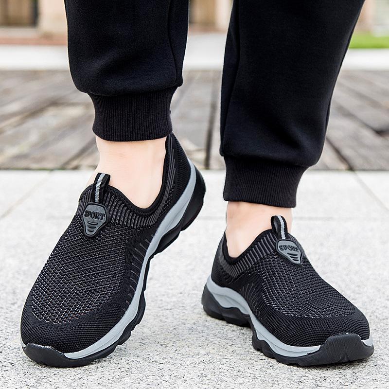 Ältere Mesh-Schuhe Damen Sommer atmungsaktiv hohl Ein-Pedal Sport Mutterschuhe Mittelalterliche und ältere bequeme Laufschuhe Herren Spot