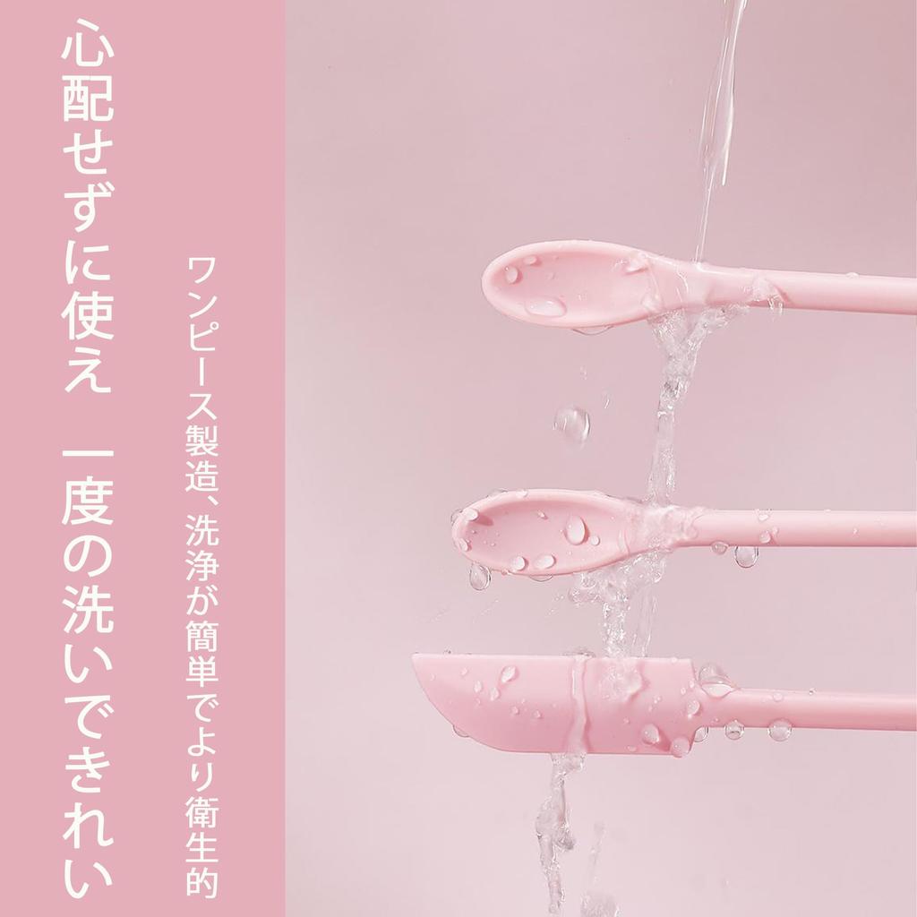 DEVENTORZ Mini Silicone Spatula Long DIY Tool for Wax Stamps Set, Heat-Resistant, Double-Headed, Handle, 3-Piece Set, Cosmetics, Travel, Jam, (Pink)