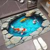 3D Printing Koi Fish Bathroom Mat, Flannel Material, Suitable for Bathroom, Bedroom, Living Room Entrance, Bathroom Mat Durable Floor Mat