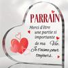Plat 2D, Plaque Décorative en Acrylique Français 'Parrain' en Forme de Cœur, Convient pour la Décoration Murale, Porche, Chambre, Villa, Accents Maison, Couloir, o