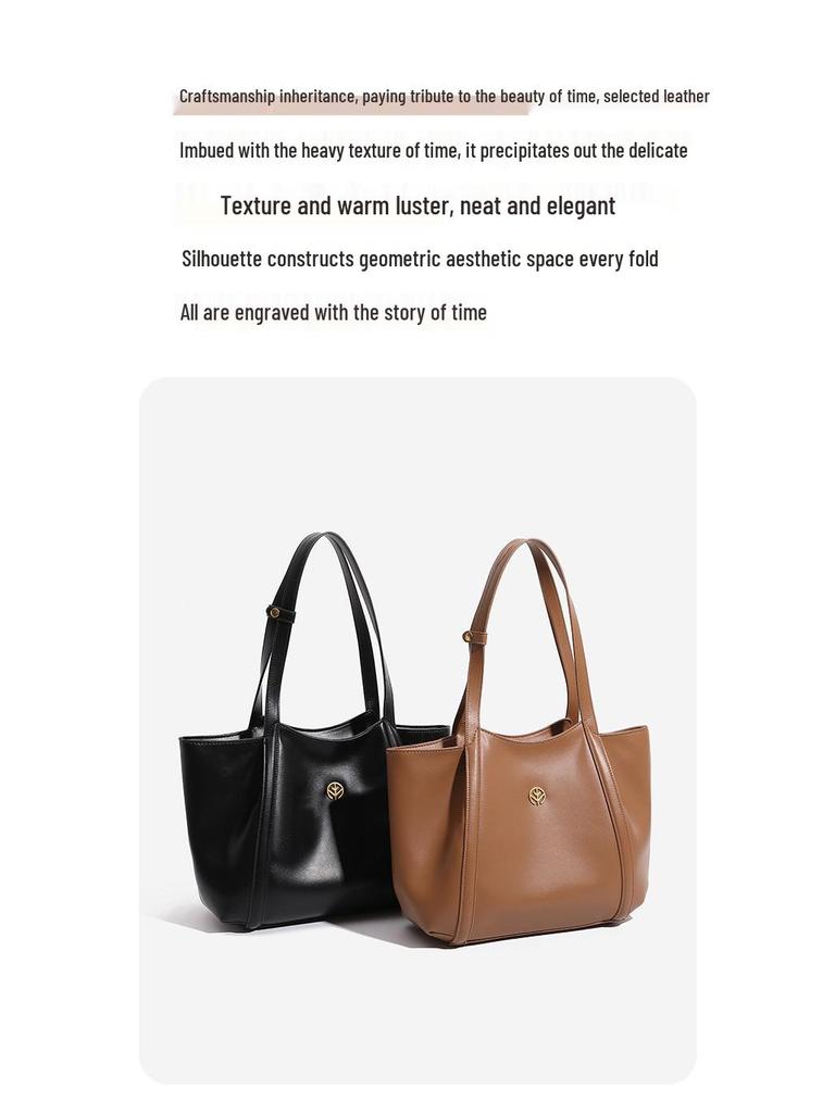 Luxurious 2025 Vegetable-Tanned Leather Tote: Spacious, High-End Handbag for Commute & Laptop Storage
