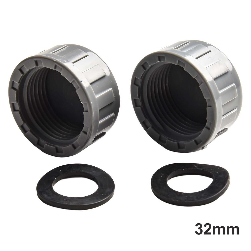 2pcs Pipe PVC Threaded Cap Round Female Thread Hose Connector With Rubber Seals For Pipe Ends Water Tube Cap