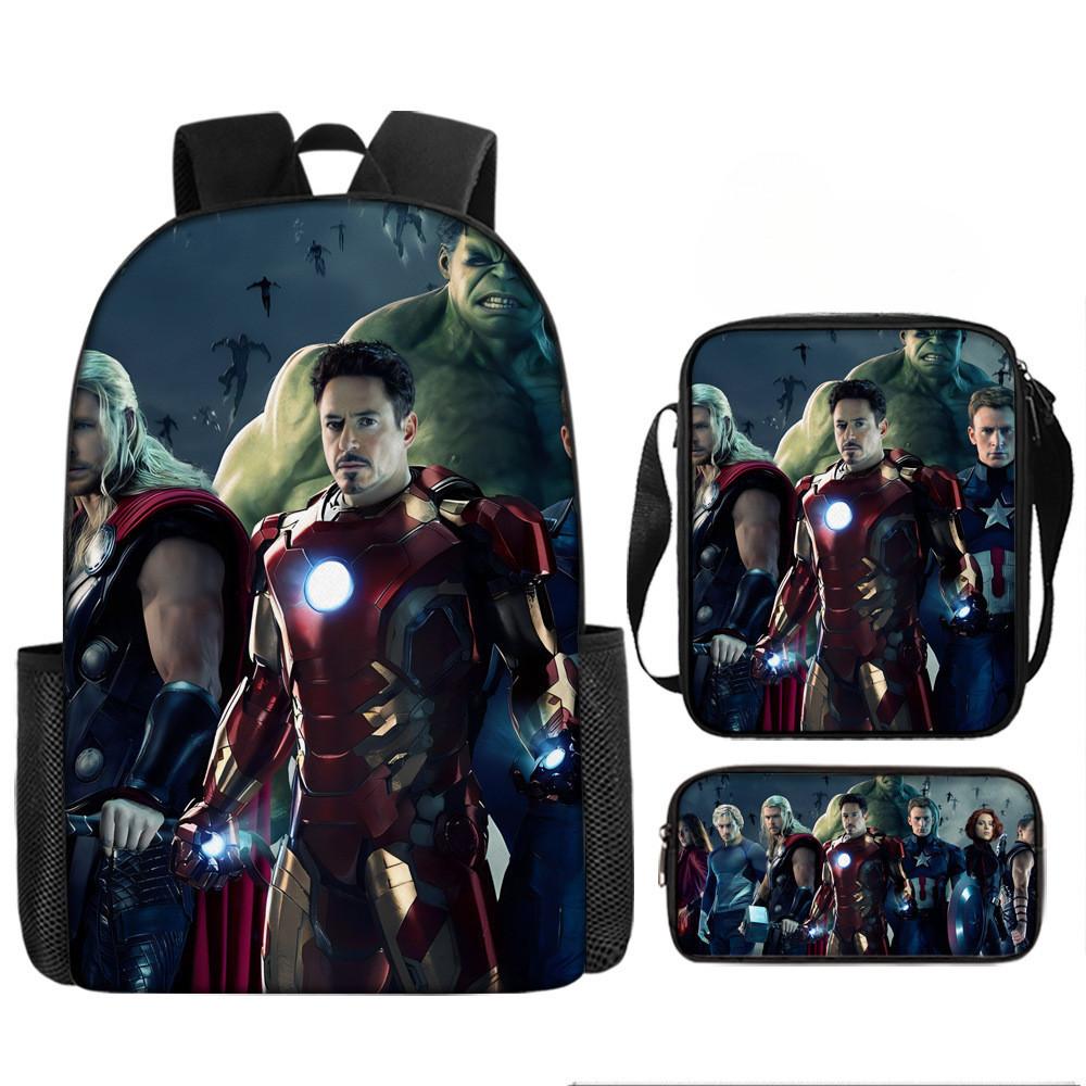 Printed Avengers The Backpack Set Oxford Fabric Pencil Case Essentials School