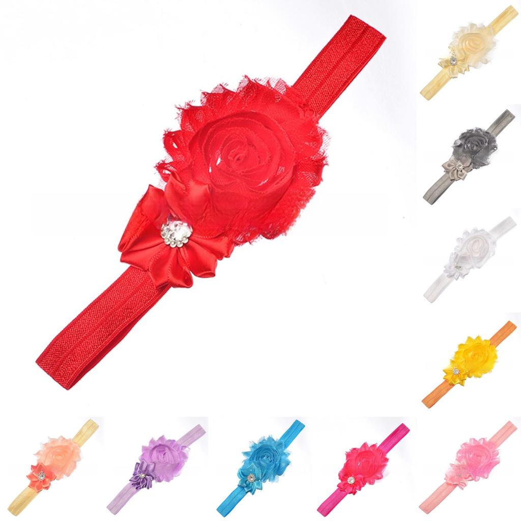 European Childrens Fabric Flower Hairband With Crystal Accents For Baby Girls