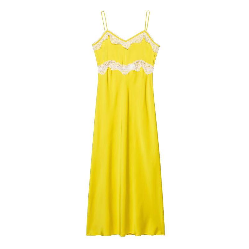 Kaslead New Women clothes Western Style Lace Sling Midi Dress 8290306 305