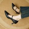 Fashion 2025 NEW Spring Women Pumps Pointed Toe Genuine Leather Shoes for Women Shallow Buckle Strap Mary Janes Modern High Heels Ladies