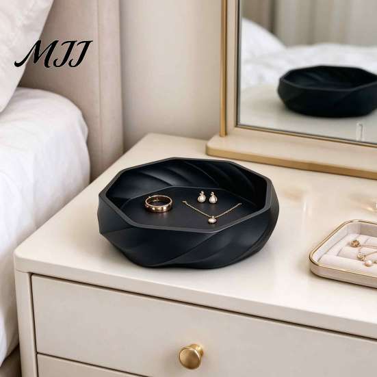 Stylish Gift for Desk Organization 3D Printed Swirl Geometric Decorative Tray, Desktop Storage Dish, Multifunctional Modern Art Style Tidy Trinket