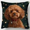 1pc Adorable Brown Poodle Pillow Cover, 45.72x45.72cm - Soft Short Plush, Single-Sided Print with Zipper Closure - Perfect for Sofa and Home Decor, Li